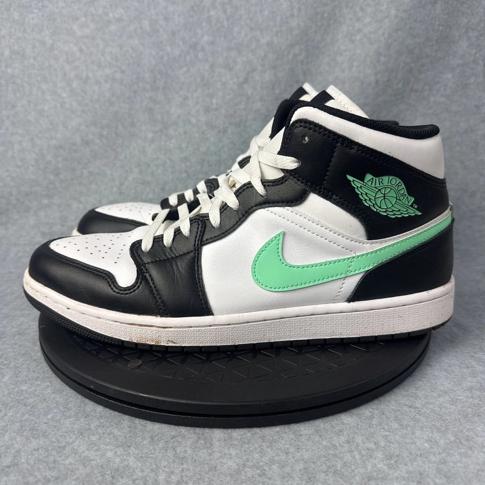 Jordan 1 Mid Green Glow White Black Mint Sneakers DQ8426-103 Mens 11.5 - Picture 3 of 7